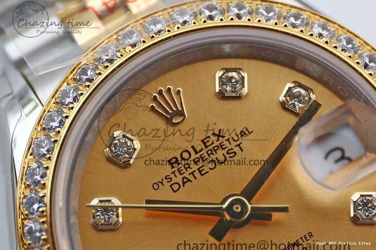 Good Copy Rolex Watches Diamonds Best Jubilee on Diamond Gold Durable Lady 1:1 TWF Bezel Markers NH DateJust SS Dial Edition 28 Bracelet 2133 YG 0102